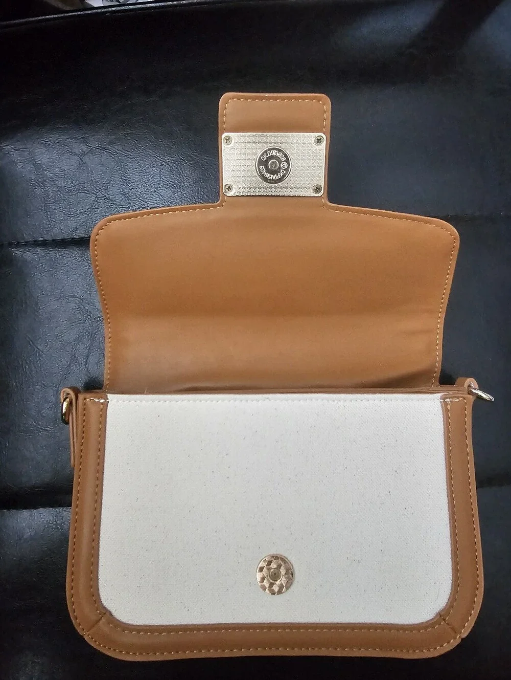 Forever 21 Classic Canvas and Tan Crossbody Bag